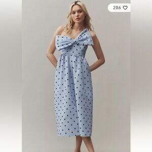 Sachin + Babi Light Blue Midi Skirt with Black Dots